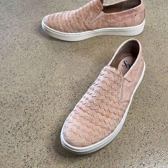 Söfft Somers Textured Distressed Leather Slip On Sneakers 7.5 Blush Pink - Picture 2 of 13